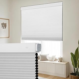 SEEYE No Drill Cordless Cellular Shades, Blackout Honeycomb Blinds for I...