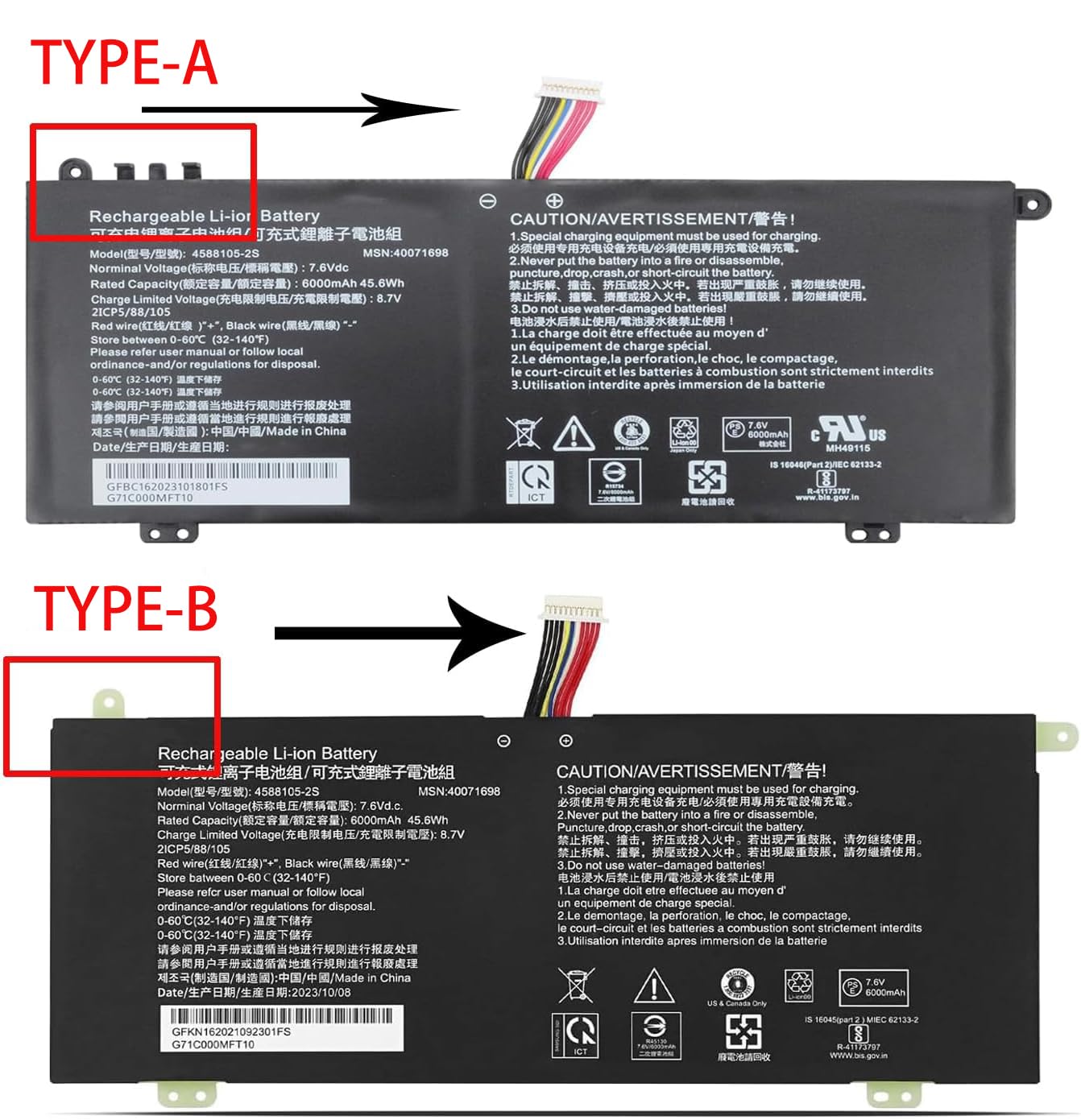 4588105-2S 4588106-2S 40072215 4588106 40071698 Bateria do laptopa kompatybilna z Akoya E15403 Dynabook Satellite Pro C50D-B-10D C50D-B-10E C50D-B-11A C50D-B-B-11A C50D-B-B-10D 100 °C Seria 50-E-105