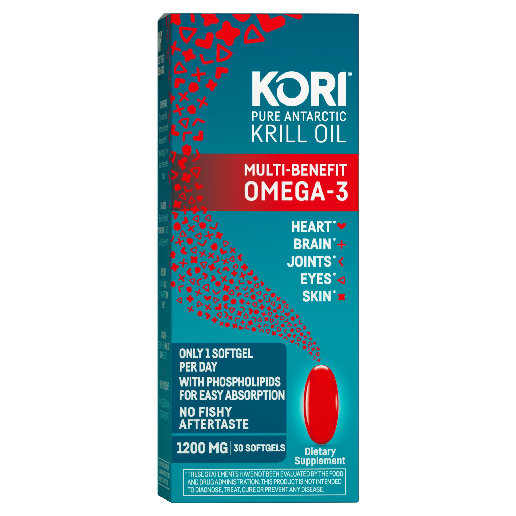 Oil Omega 3 Supplement, Antarctic Krill Oil with Superior Absorption vs Fish Oil, 1200mg Softgels, 30 Softgels, EPA & DHA