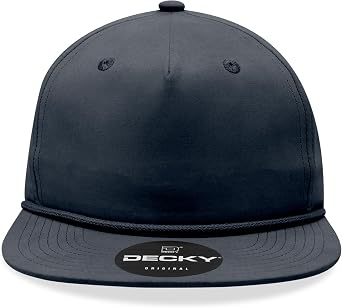5 Panel High Profile Relaxed Cotton Blend Rope Hat, Navy