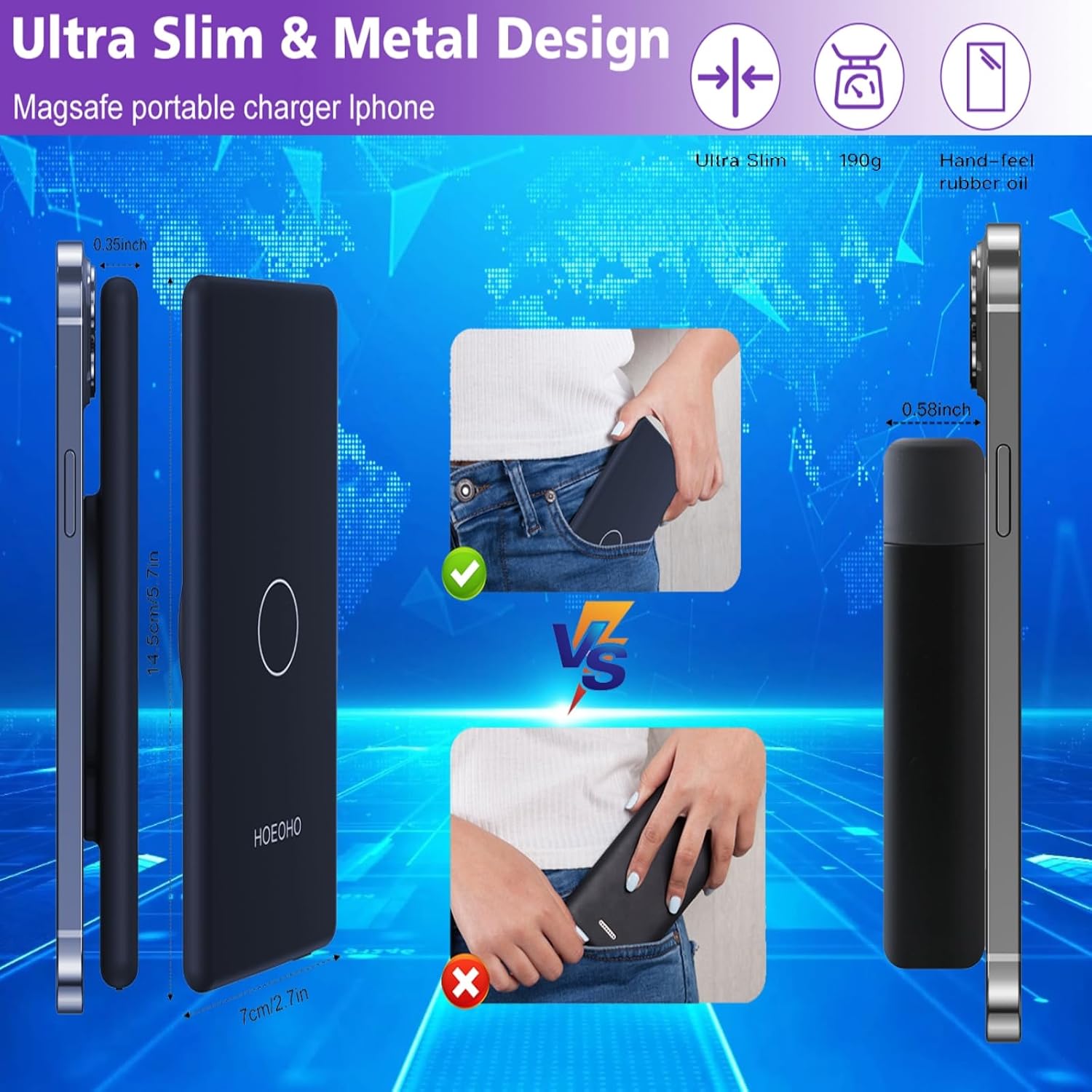 Magnetic Battery Pack for iPhone /17/16/15/14/13/12 Series, 10,000mAh Mag-Safe Battery Pack, Slim Mag-Safe Power Bank Charger, Power Bank Magnetic Charger for iPhone (Subcolor)