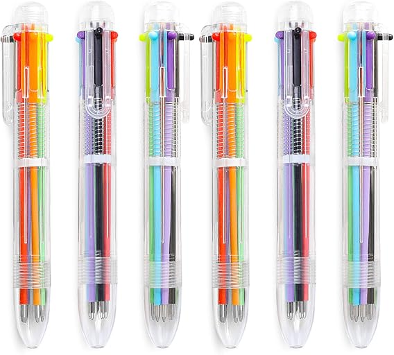 Hutou 24 Pack 0.5mm 6-in-1 Multicolor Ballpoint Pens, Kids Party Favors Pen | Pens for Kids School Supplies, Party Favors