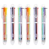 Hutou 24 Pack Multicolor Ballpoint Pens 0.5mm 6-in-1, 6 Colors Retractable Ballpoint Pens for Office School Supplies Students Children Gift, Kids Party Favors Pen(24 Pack)