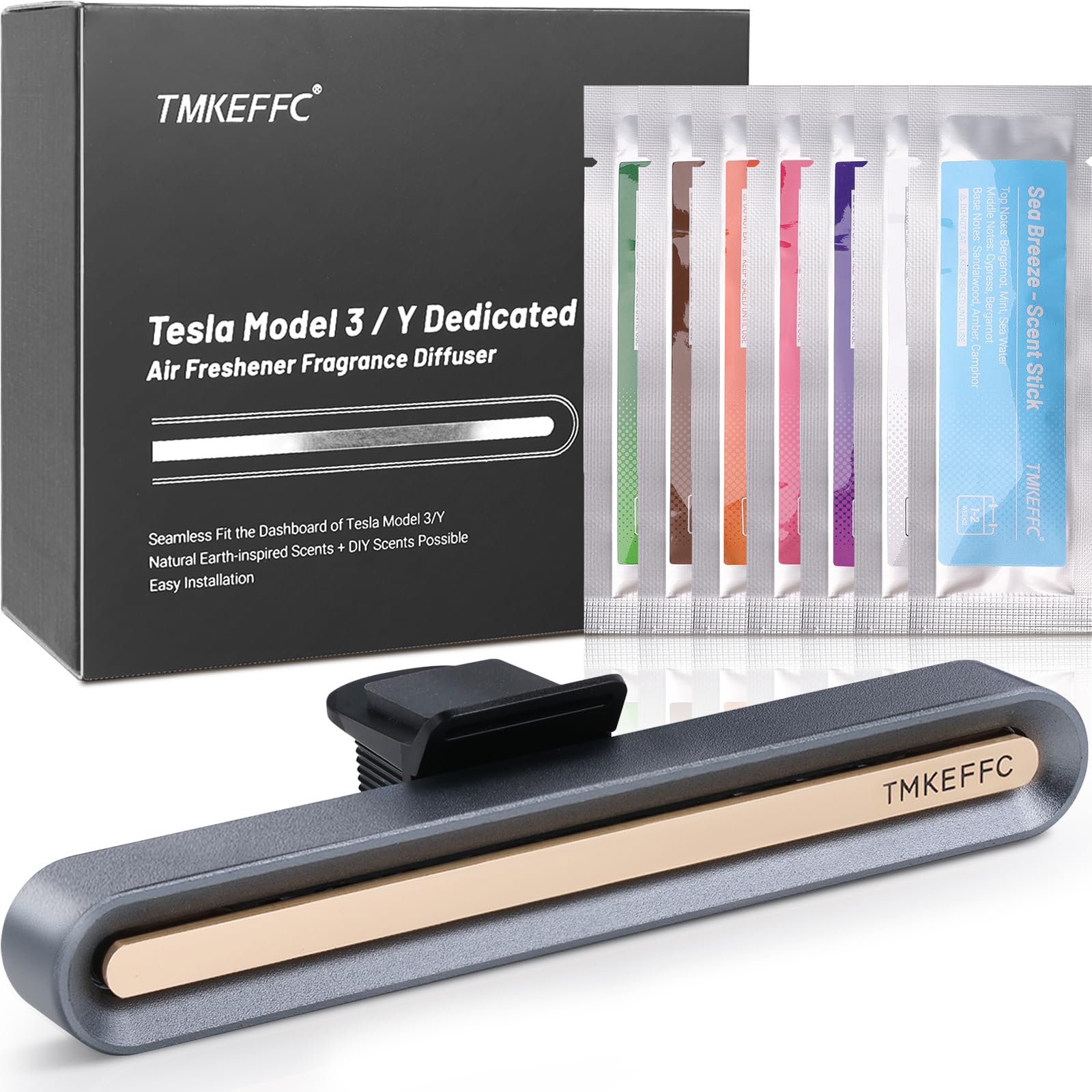 Tesla Model 3 Y Exclusive Car Air Freshener Fragrance Diffuser, Fashion Automotive Air conditioner Vent Decorations 2 Aromatherapy Sticks Included, Moonlight Silver