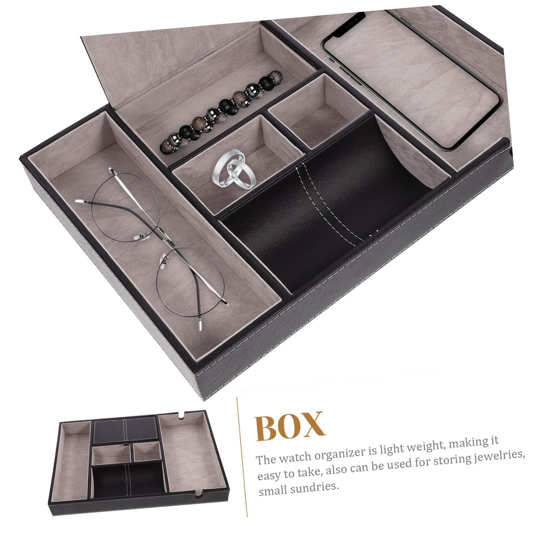 Alipis Boîte de Rangement pour Montres Multifonction en Pu Noir