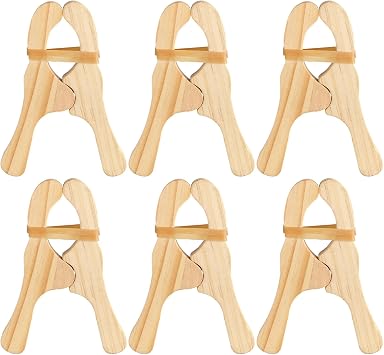 Simgoing 6 Pcs Wooden Fort Clips for Silk Montessori and Waldorf Fort Building Kit Silk Clips Giant Wooden Handmade Building for Blankets ConstructionWhite