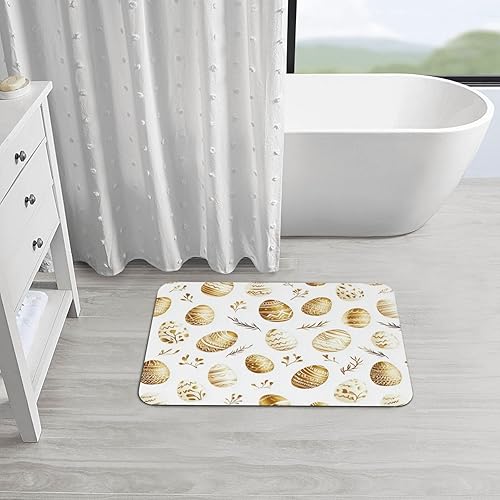 Miniatura 5 de Non-Slip Diatomaceous Earth Bath Mats for Bathroom Bathtub Floor,Soft Absorbent Quick Drying Diatomite Stone Shower Mat,Gold Easter Eggs Bathroom