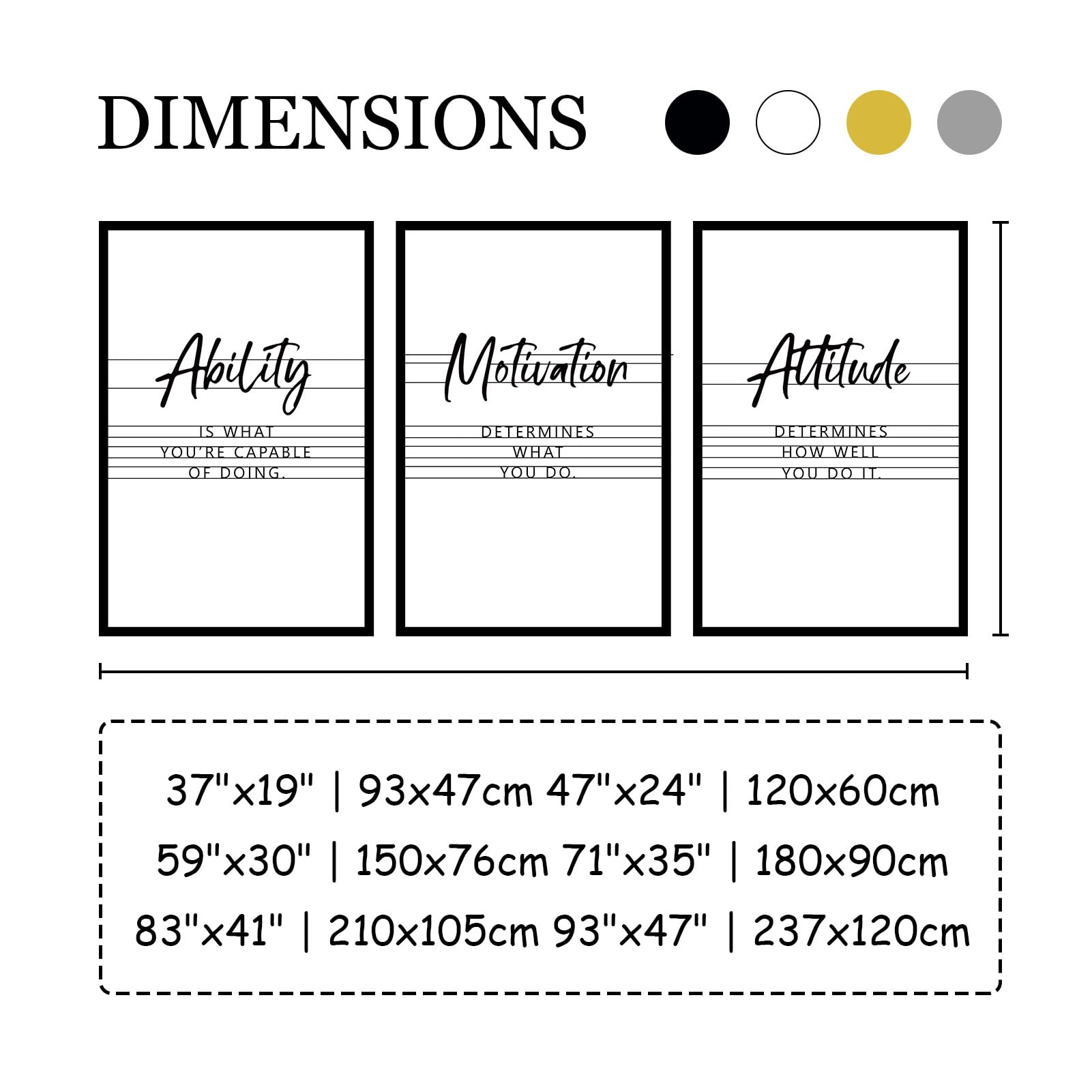 Générique Décoration Murale en métal inspirante - Citations positives sur la Motivation et Les capacités - Bureau et Salon (Argent 18 x 89 cm)