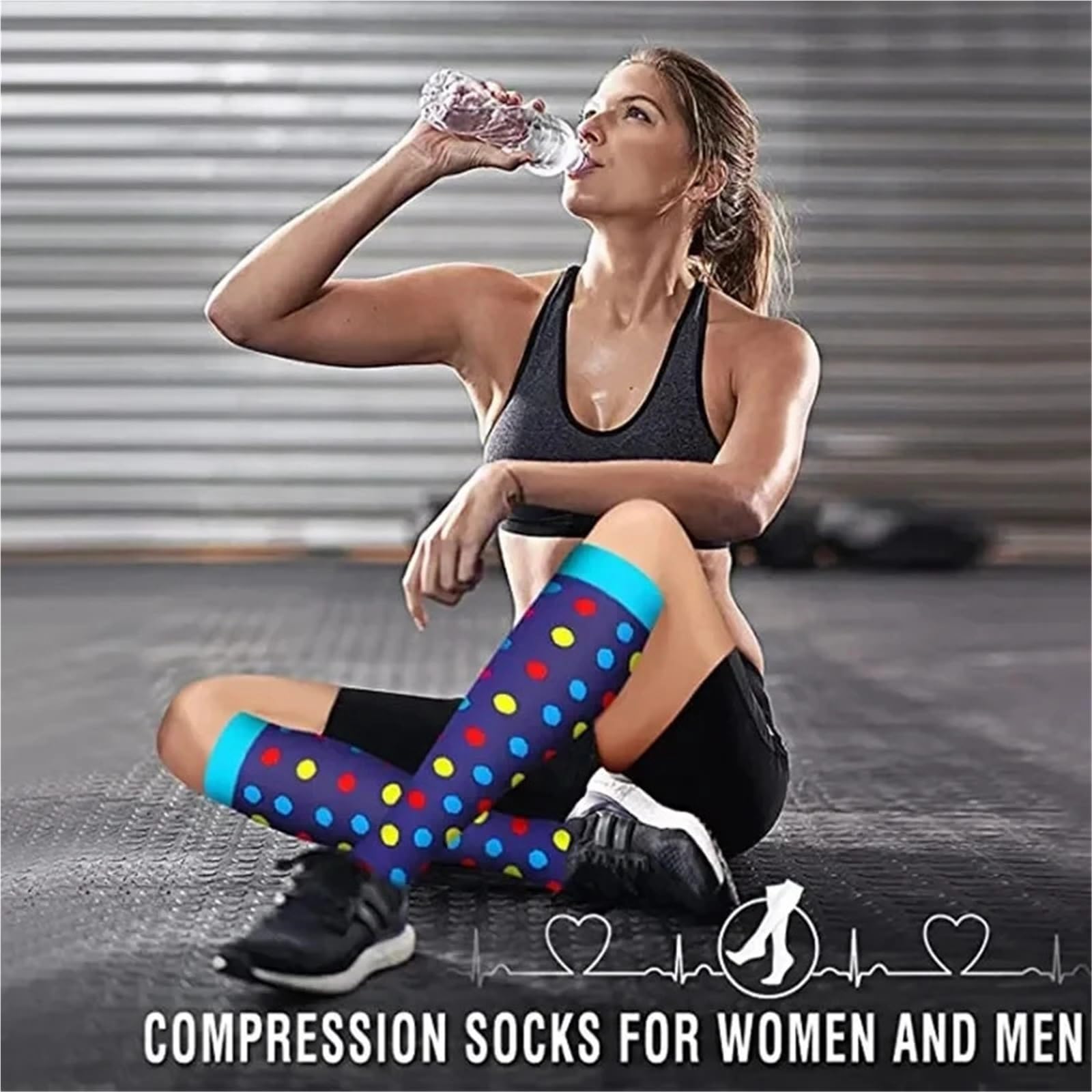6 par/lote calcetines de compresión animales coloridos senderismo baloncesto fútbol presión varicosa medias de nailon hombres mujeres triangulación de envíos(Color Healthcare,S-M)