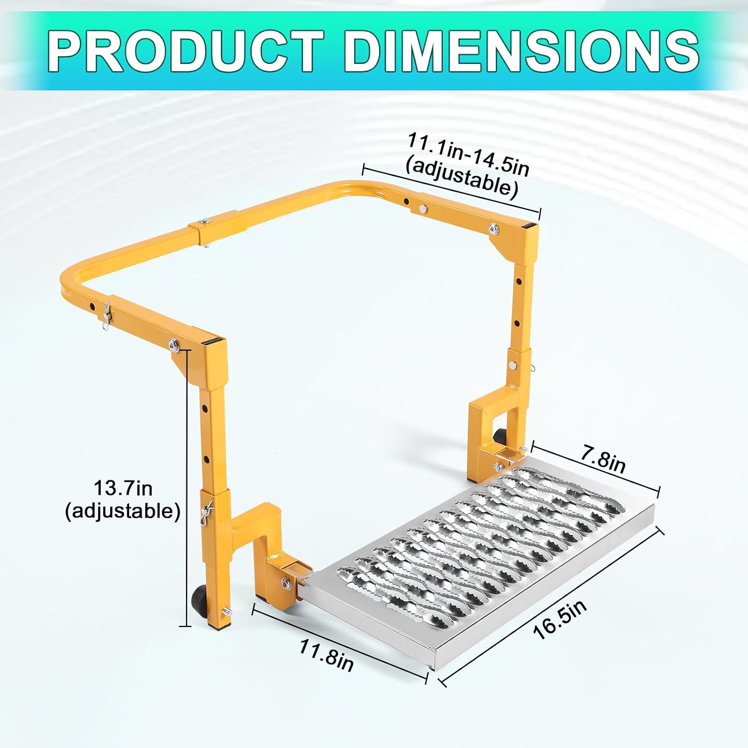 Heavy Duty Folding Tire Step for Truck Upgraded, SUV and RV Adjustable Folding Heavy Duty Wheel Step, 11.2”-14.4” Fits Tire Step ，Compatible with Truck Steps for Pickup Trucks(Yellow)
