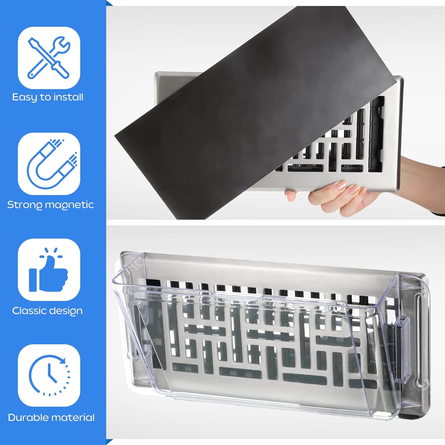 2 Pack Wide Adjustable Vent Deflectors, with 4 Magnetic Vent Covers, Magnetic Vent Diverter Air Ventilation Accessories Set for Home Sidewall Ceiling Registers and Vents (10-16 Inch) - Image 5