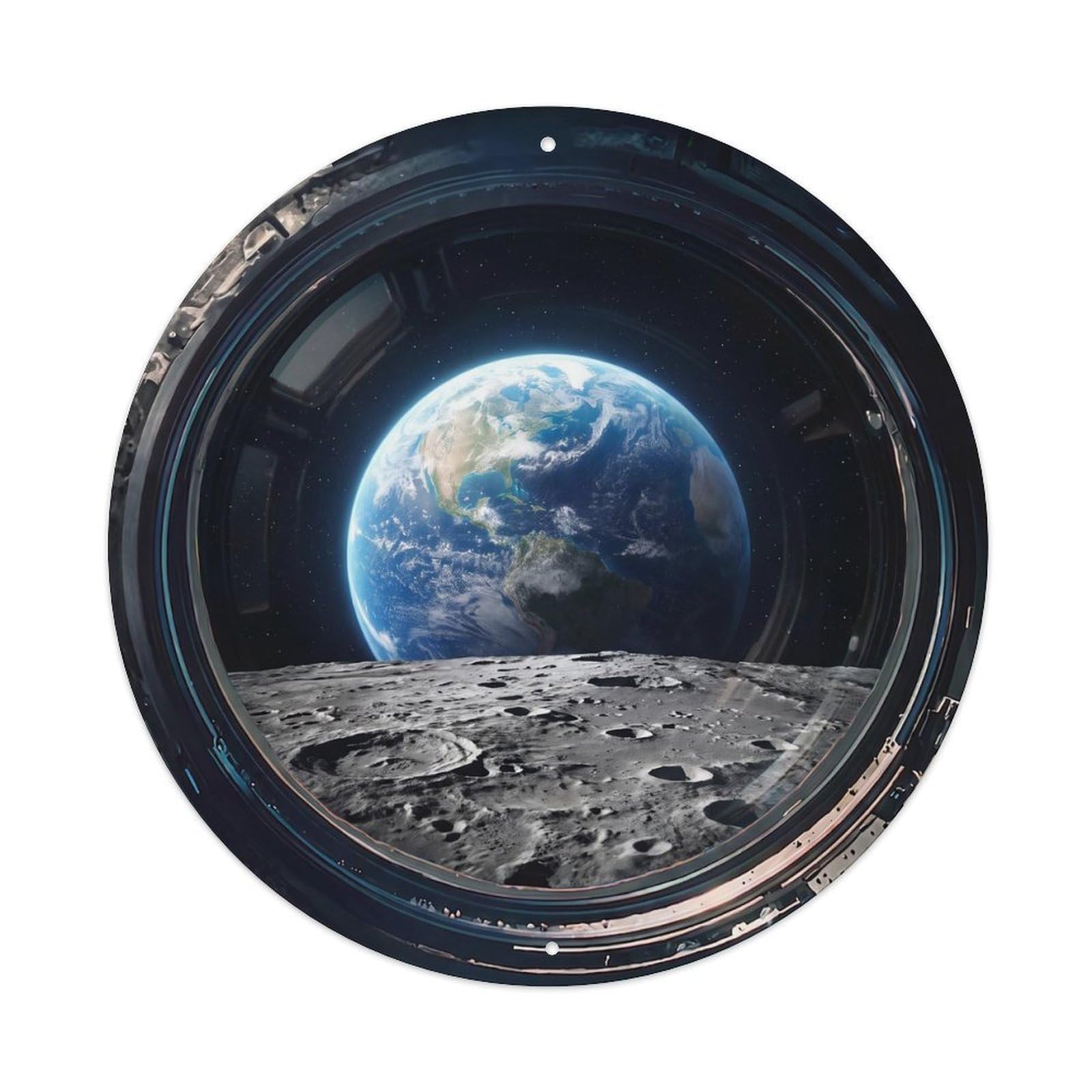 Moon Earth Background Together Metal Tin Sign
