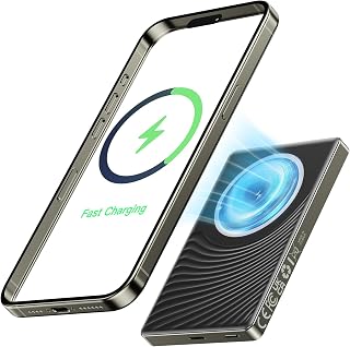 2026 for iPhone Magsafe Battery Pack, Ultra Slim Magnetic Power Bank Fast Charging, Wireless Portable Charger 10000mAh, 20W Powerbank Compatible with iPhone 17/16/15/14/13/12 Series,Space Grey