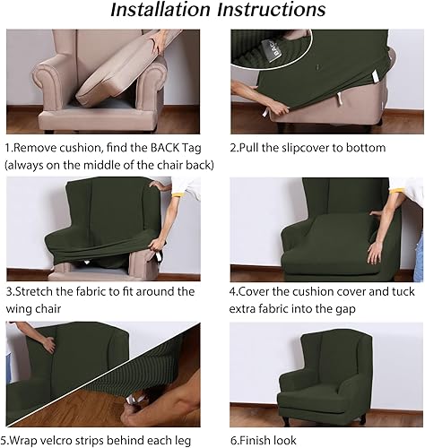 Vista 246 de Turquoize - Funda elástica para sofá de 2 piezas y 3 cojines, funda protectora lavable con elástico en la parte inferior, tela jacquard gruesa