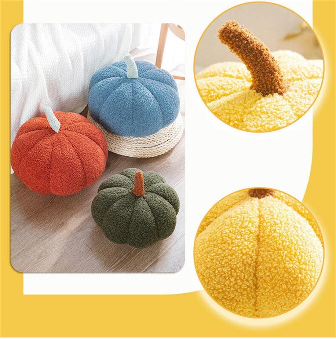 Cuscino Halloween Zucca, Cuscino Decorativo 3D a Forma di Zucca, Decorazione Divano Autunnale, Pumpkin Cushion per Ringraziamento Halloween Auto Casa (Orange,13.78in/35cm)