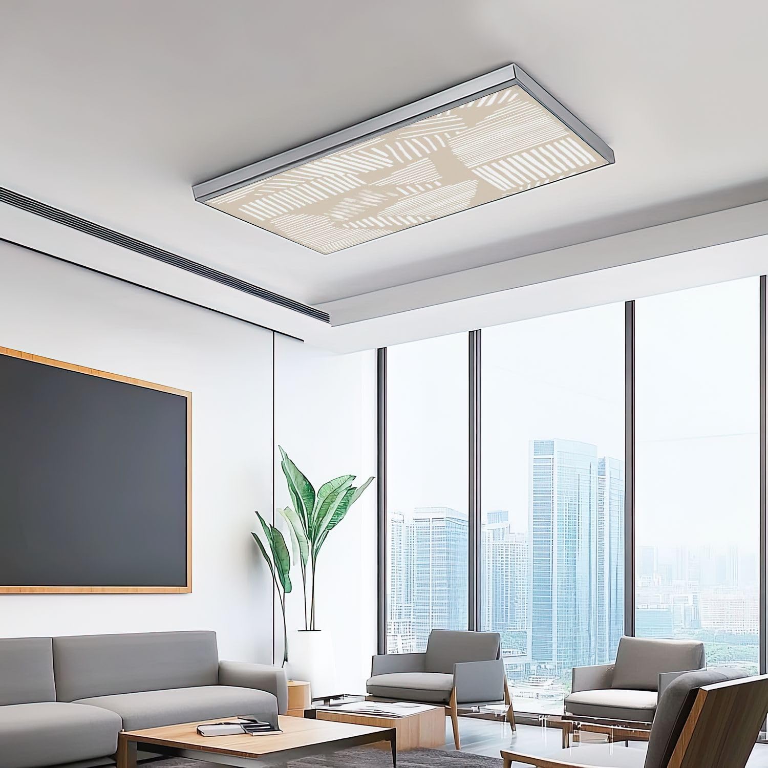 4 Pack Fluorescent Light Covers for Ceiling Lights Aesthetic Contemporary seamless pattern abstract Minimal line brush Decorative Magnetic Fluorescent Covers for Classroom Office Home 2x4 ft