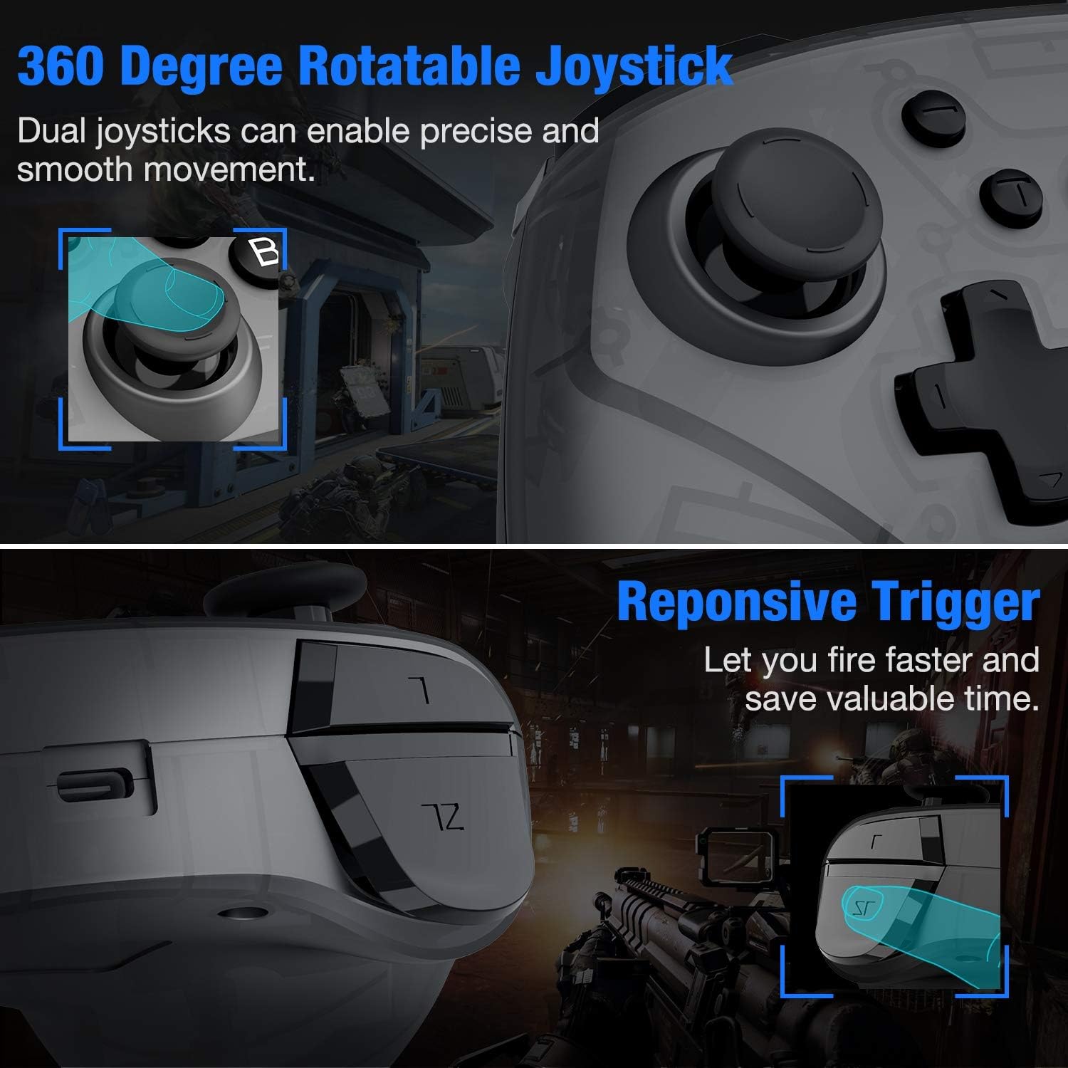 Controller joystick and trigger features