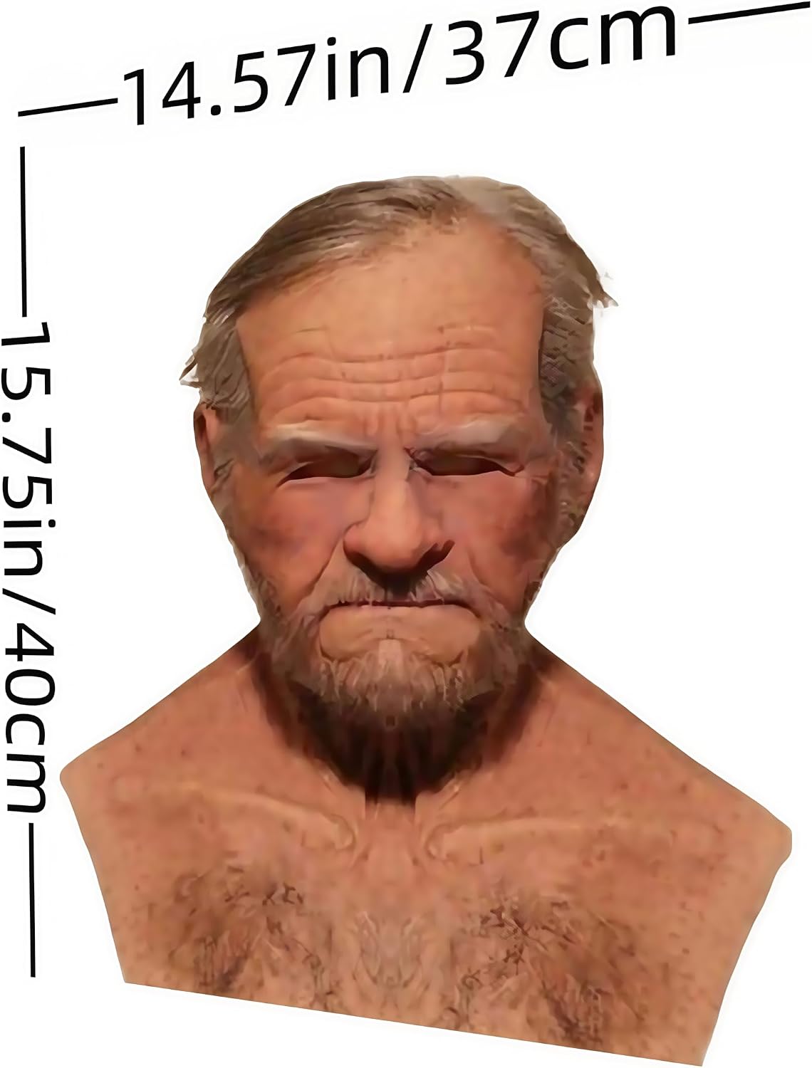 Latex Old Man Mask Halloween Realistic Human Full Head Mask for Halloween Carnival Costume Party (C)