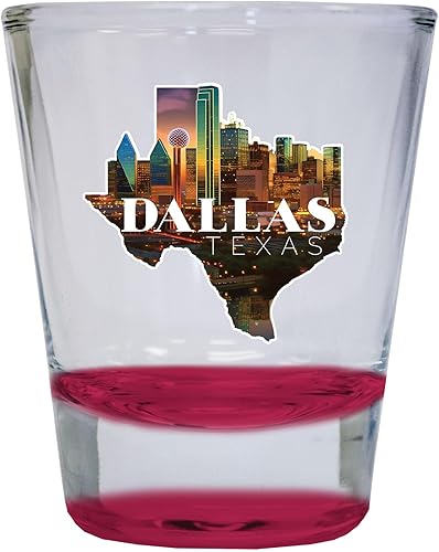 Dallas Texas Design C Souvenir - Vaso de chupito redondo de 1.5 onzas, color rojo