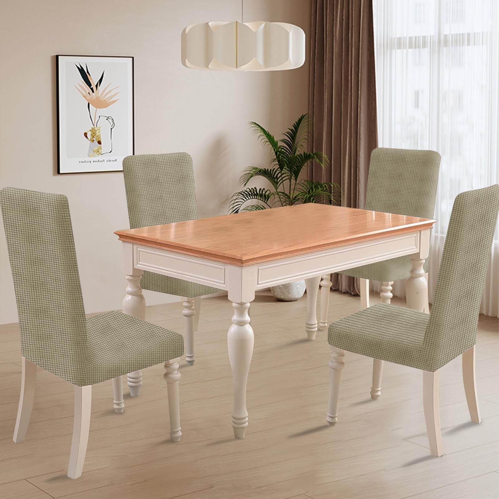 Ystyle Coprisedie con Schienale 4 Pezzi, Elasticizzato Copri Sedie Soggiorno Cucina, Universali Coprisedia Elasticizzati, Moderno Fodere per Sedie Antigraffio Gatto, Cachi