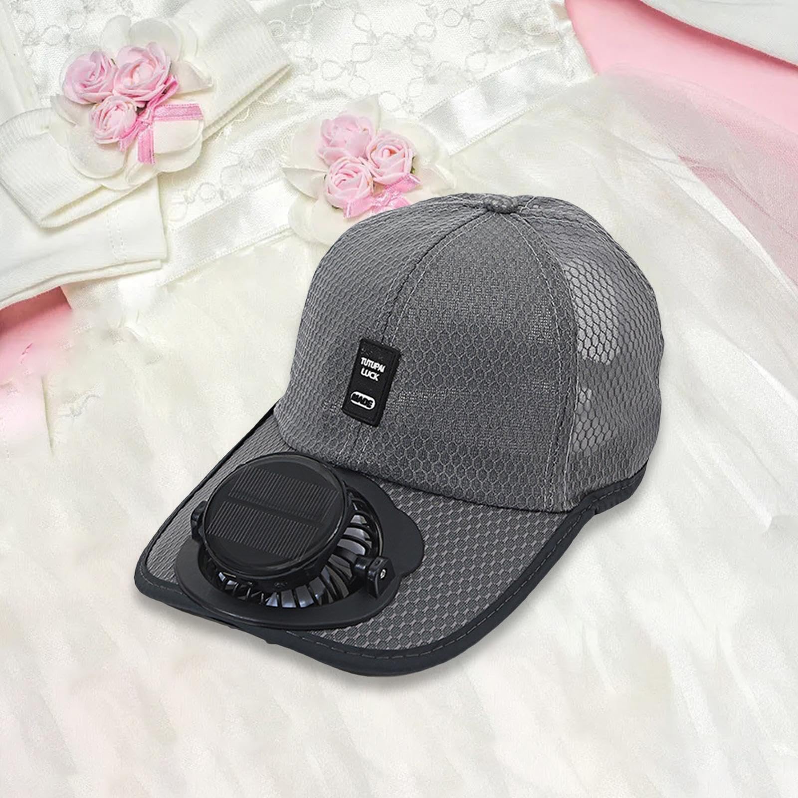 F Fityle Solar-Baseballkappe mit Ventilator, Ventilator Kühler Kappe, Cap mit Lüfter, Solar-Fan-Hut, Baseballmütze Fanmütze, UV-Schutz-Strandhut mit Kühlventilator für Camping Radfahren Laufen