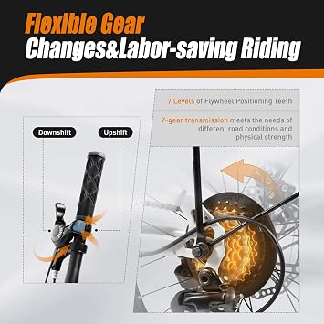 20-Inch Folding Bike with 7-Speed, Lightweight Collapsible Bicycle for City Commuting, Foldable Bikes w/ Adjustable Seat Height & Elevable Handlebars, 7-Gear Transmission Disc Brakes for Traveling