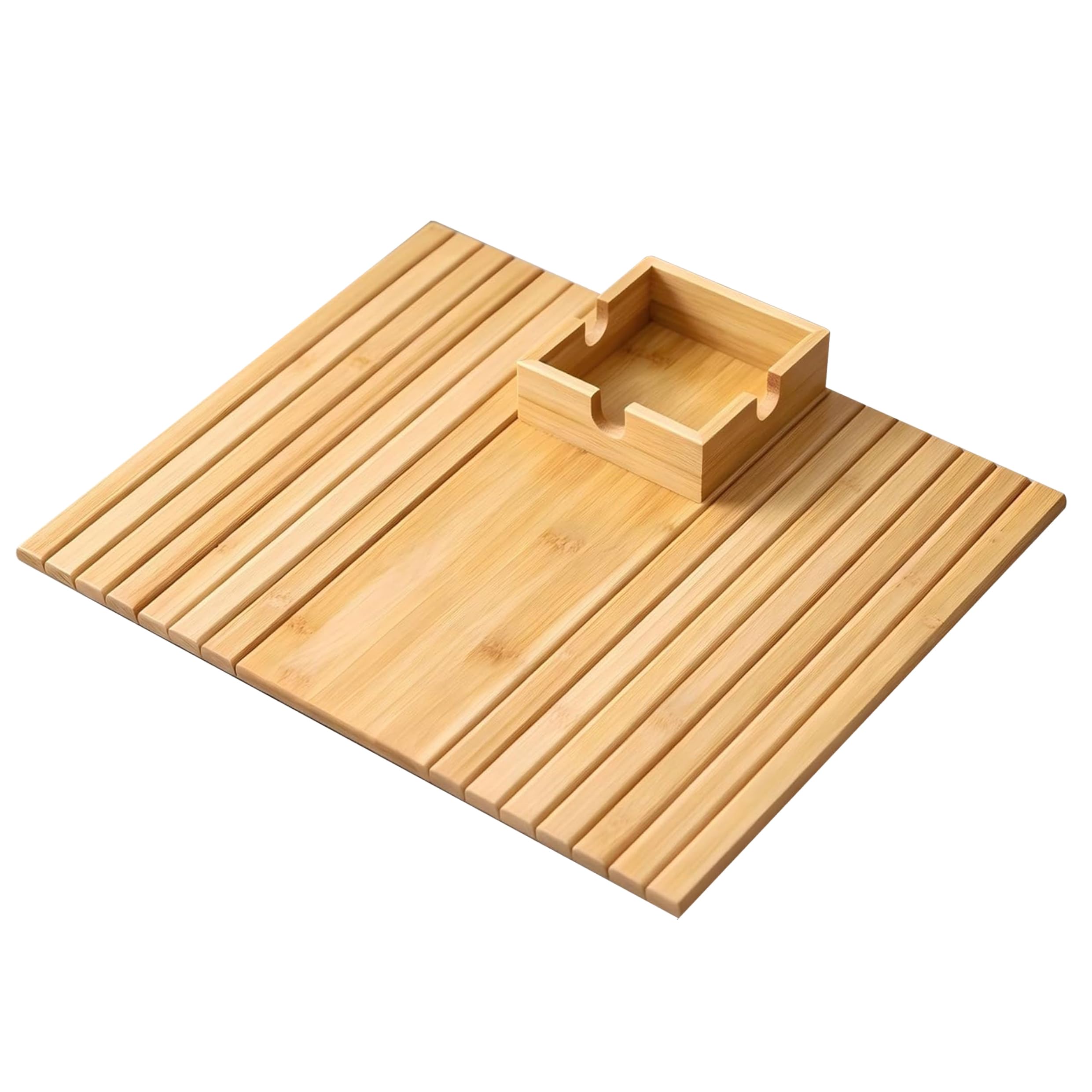 Plateau d'accoudoir de canapé en bambou avec porte-gobelet intégré