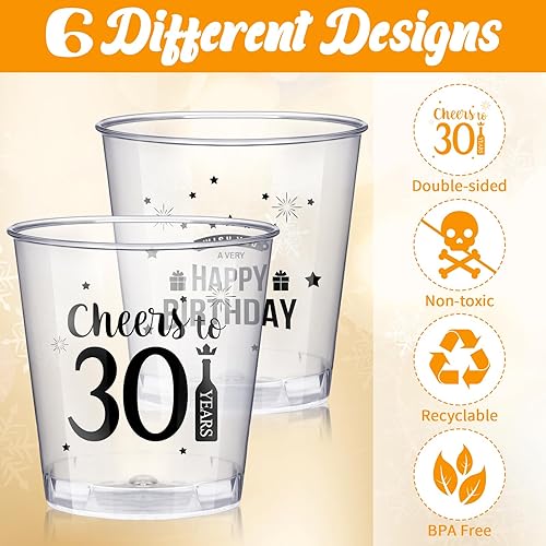 Miniatura 3 de Hushee 300 vasos de chupito de 2 onzas, vasos desechables de plástico, regalos de fiesta de cumpleaños 60 para hombres y mujeres, suministros de
