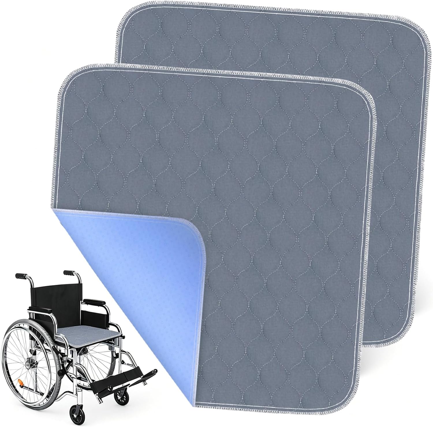 RIQINXIN Waterproof Quilted Chair Pads for Incontinence Washable Incontinence Chair Pads Underpads for Adults Kids Elderly 21x22In 1Pcs Gray
