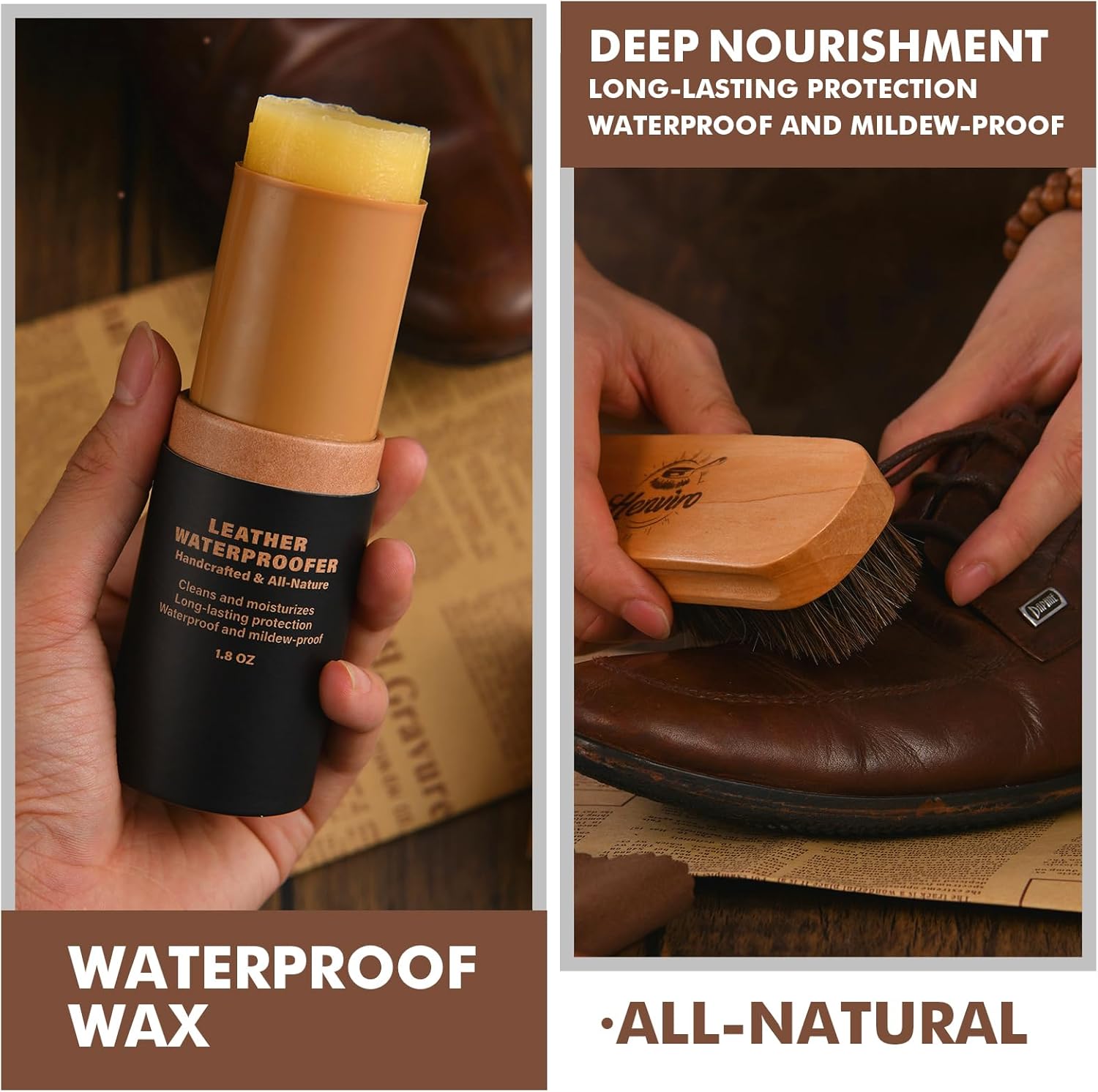 CUTEUP Leather Boot Care Kit – Mink Oil, Saddle Soap, Waterproofing Wax, Shoe Brush, Leather Cleaner and Conditioner Kit