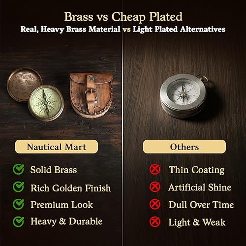 Miniatura 7 de Wind & Weather Antiqued Brass Poem Compass with Leather Case