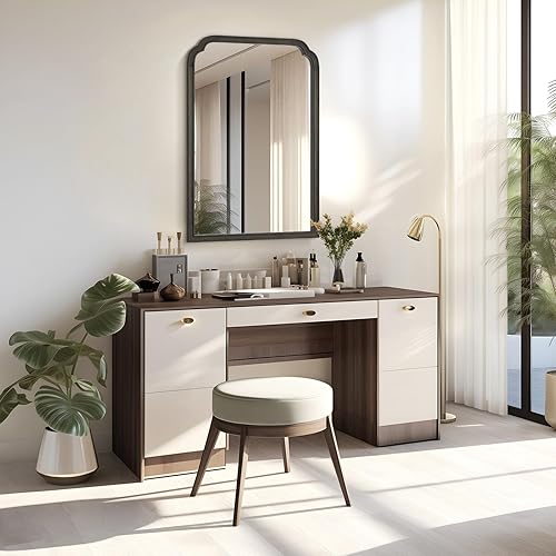 Miniatura 7 de WallBeyond Espejo de pared con marco de madera, espejo de tocador de baño de madera natural para entrada, sala de estar o dormitorio, decoración del