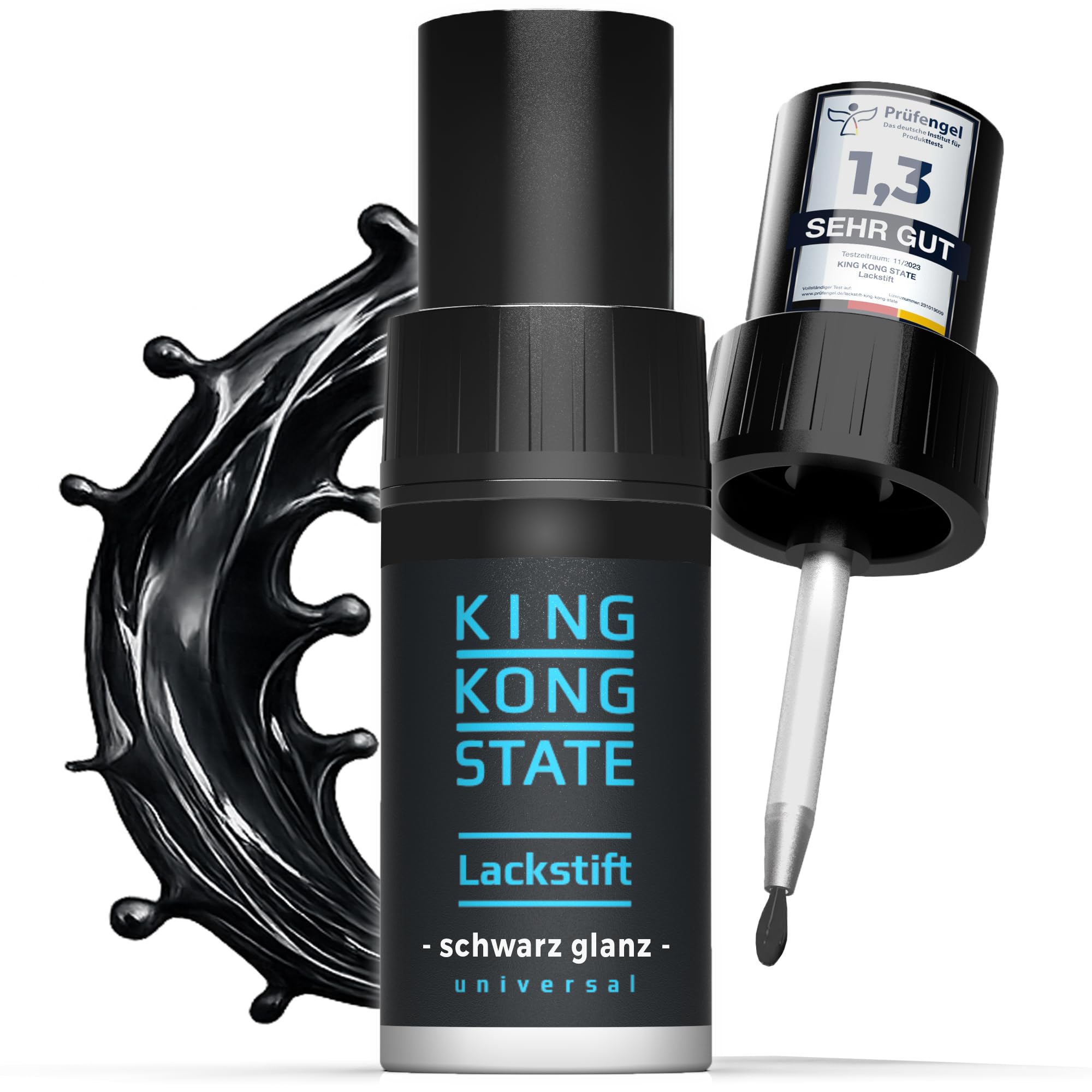 King Kong State Lackstift - SCHWARZ GLÄNZEND - 1-Schicht-Lack zur Ausbesserung von Steinschlägen und Kratzern am Auto (GLANZ)