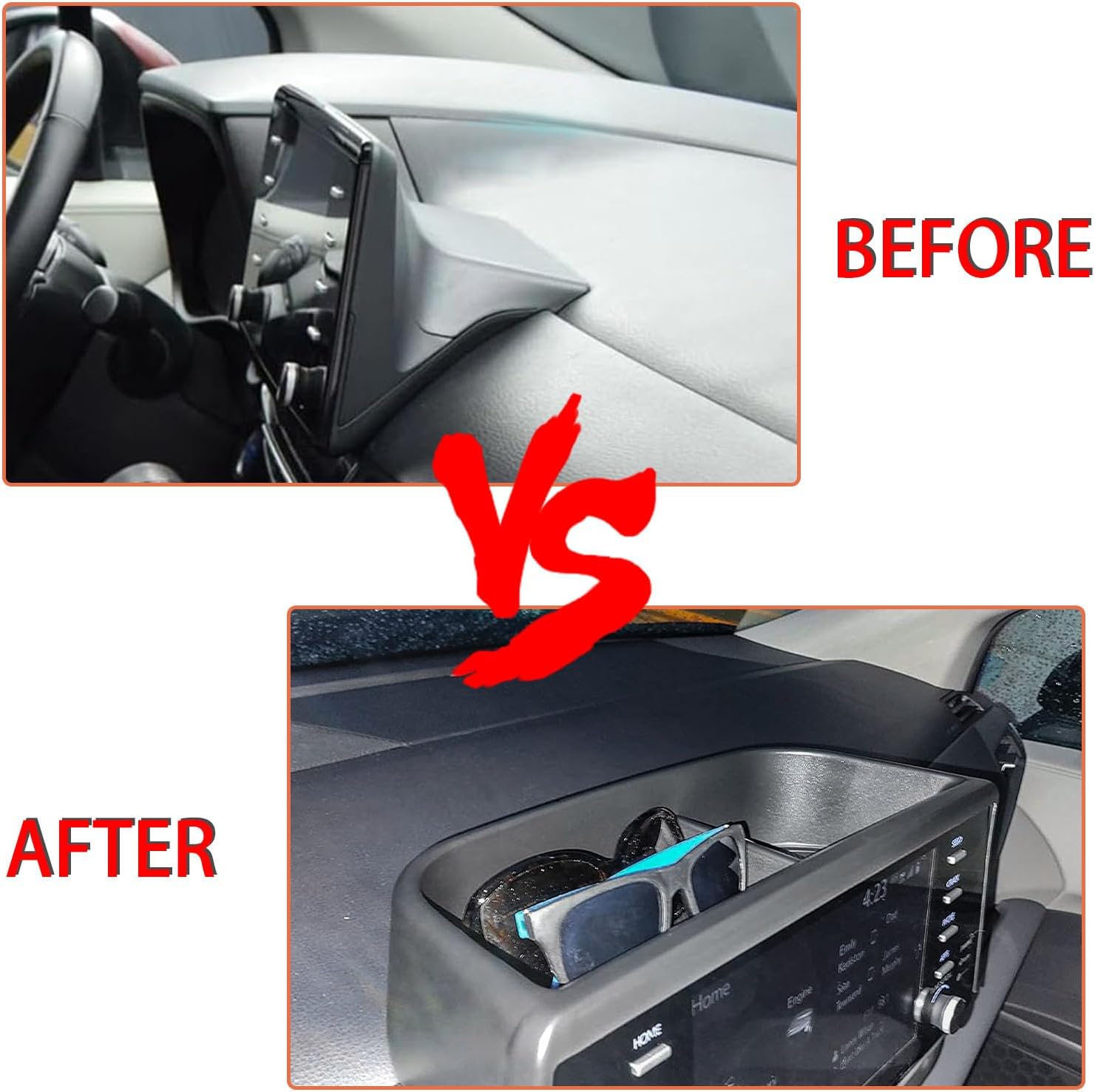 TACOBRO Center Console Dashboard Storage Organizer Compatible with Toyota Sienna 2021 2022 2023 2024 Accessories, Interior Dash Mounted Tissue Holder Tray Box ABS Black