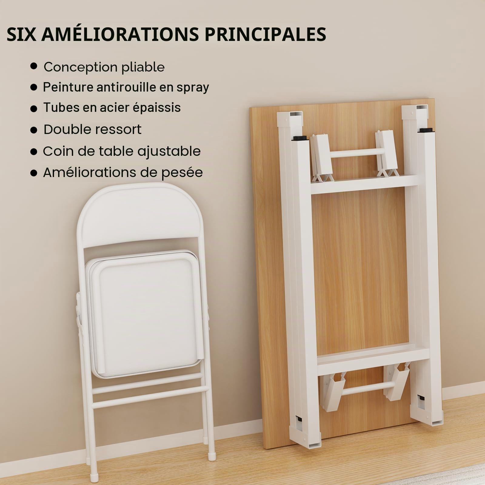 PIPIPOXER Petit Bureau Pliant 80x50x76cm, Table Pliable d'Ordinateur, Cadre en Métal, pour Étudier, Travailler, Chambre, Imperméable, Bois