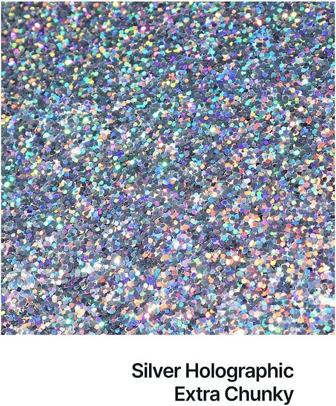 Hemway Glitter Shaker Silver Holographic 110g Extra Chunky, Craft Glitter Shaker for Resin & Epoxy Crafts - Image 3
