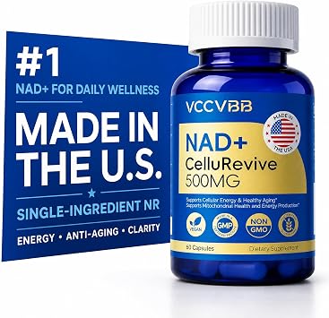 NAD+ Supplement 500mg - Nicotinamide Riboside for Cellular Energy & Mitochondrial Health, NAD Plus Boosting Support Healthy Aging, Stamina & Vitality for Women & Men - 60 Capsules