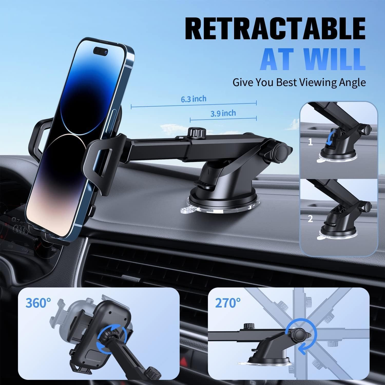 Car Mount Windshield Air Vent Compatible with Motorola Razr (2024,2023,2022,2020,2019), Phone Holder Glass Cradle Suction Swivel Dock Stand