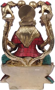 Kartique Goddess Maa Laxmi Idol Gajalakshmi Brass Statue Sitting on Lotus Two Auspicious Elephants Pour The Waters of Fertility Over Lakshmi for Home Decor Good Luck Vastu Remedy Multi Color 7 Inch
