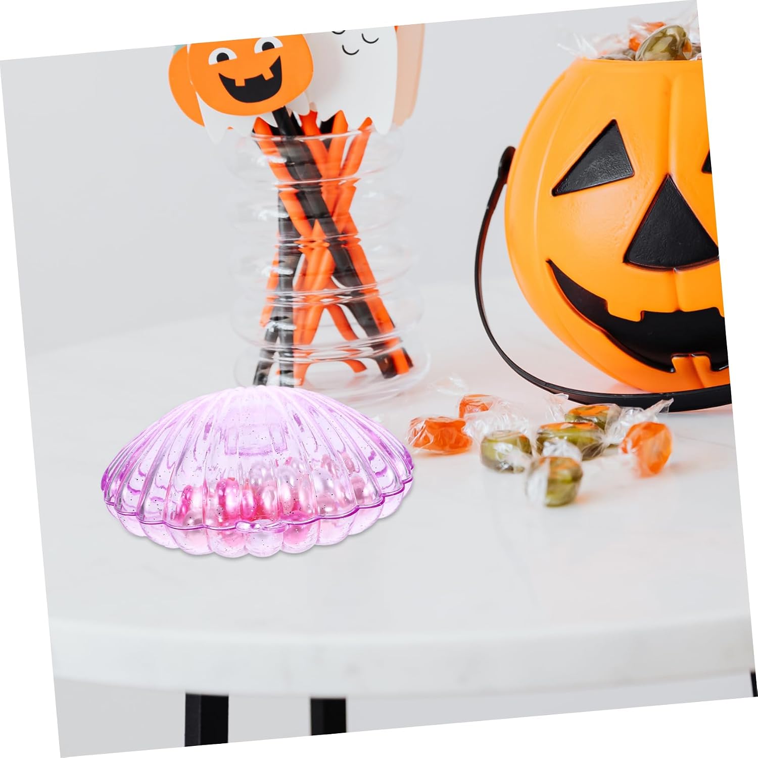 5pcs Seashell Candy Box Portable Plastic Treat Containers for Weddings Birthdays Showers Decorative Clam Favor Boxes for Candy Jewelry Trinkets