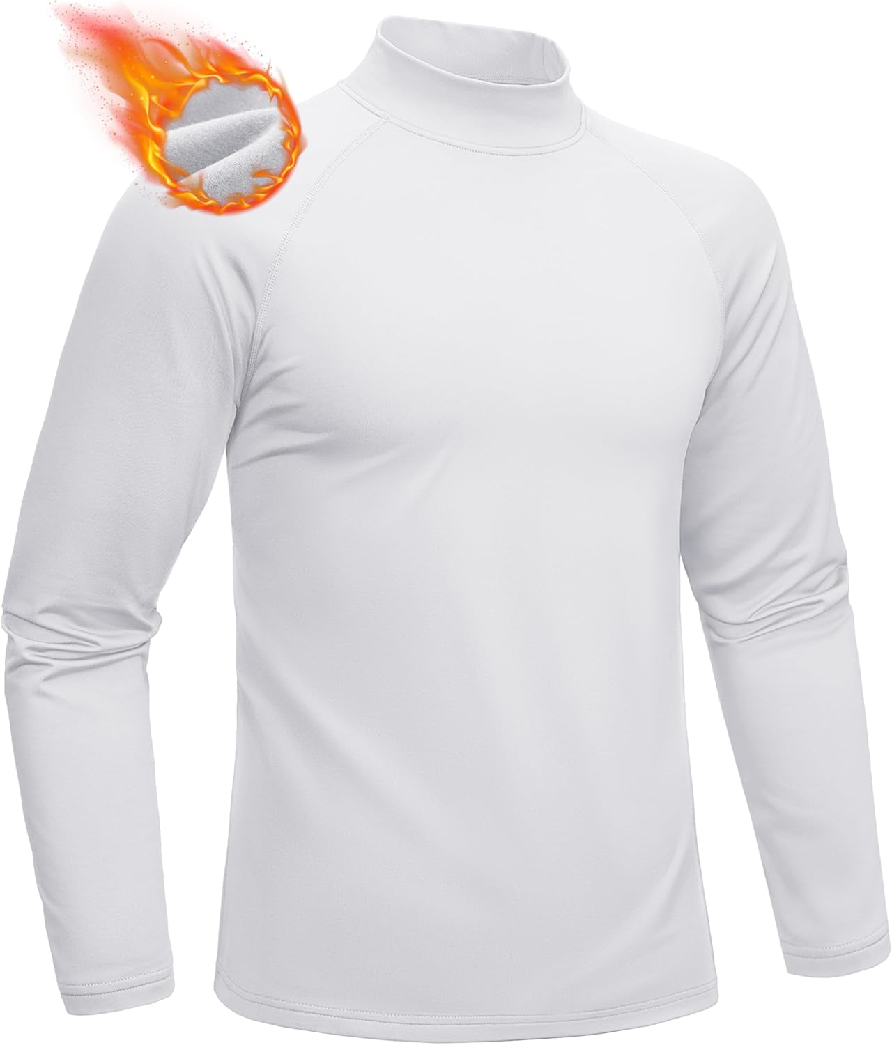 MAGCOMSEN Men's Thermal Shirt Mock Turtle Neck, Fleece Lined Long Sleeve Undershirts, Athletic Warm Base Layer Winter Top