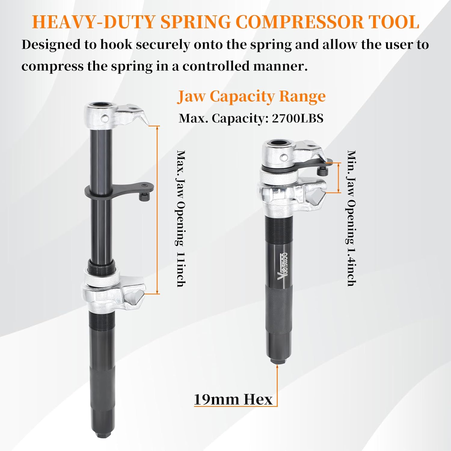 Coil Spring Compressor Tool Automotive Heavy Duty Macpherson Strut Spring Compression Set with Extendable Safety Bracket for Car ATVs Trucks, Max Load.2700LB