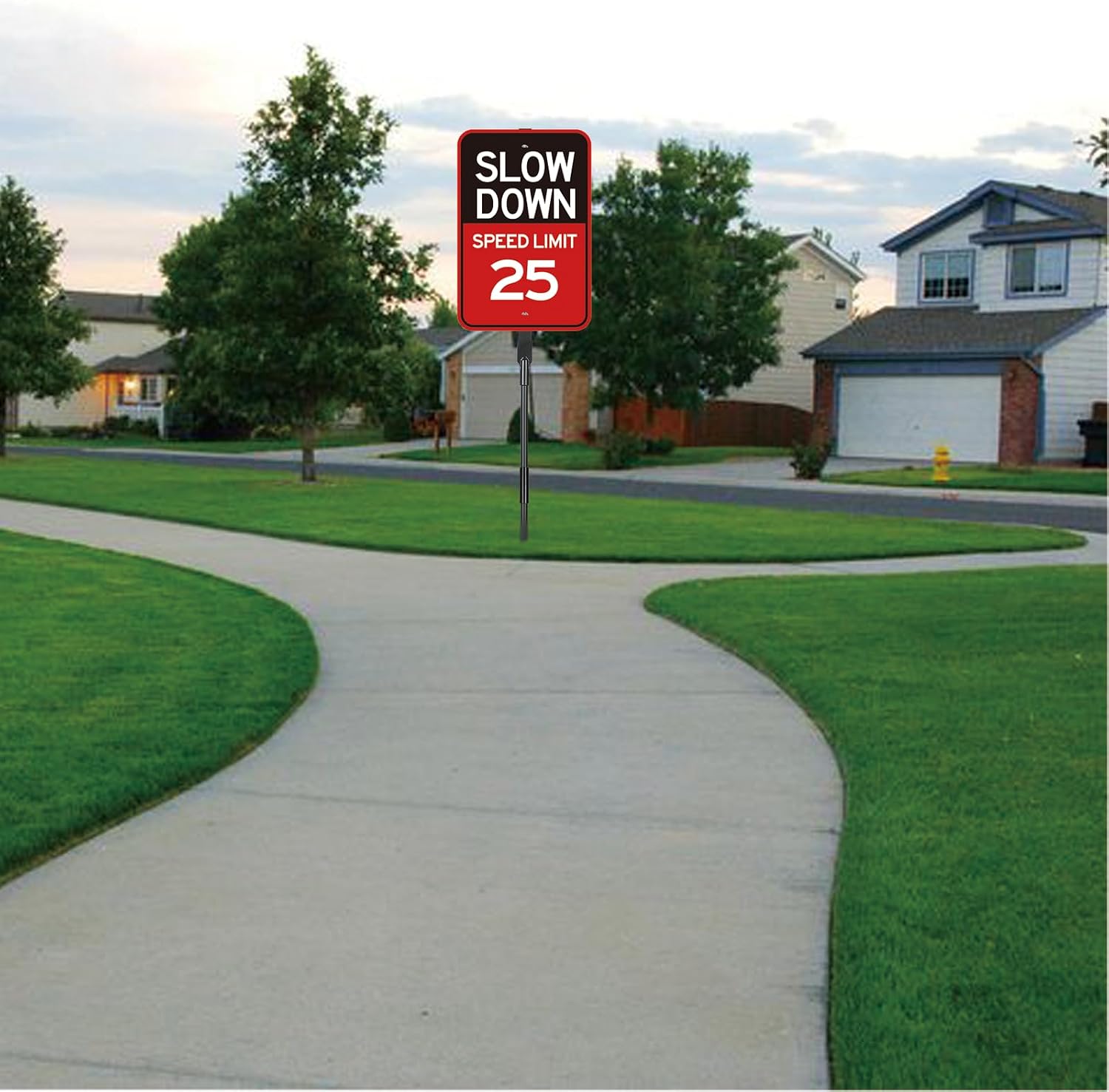 2 Pcs Slow Down with Speed Limit 25 Signs, 18"X12" Red/Balck Reflective Slow Down Aluminum Metal Sign, Fade Resistant Waterproof Pedestrian Crossing Sign Funny for Indoor Outdoor Street Yard Neighborhoods