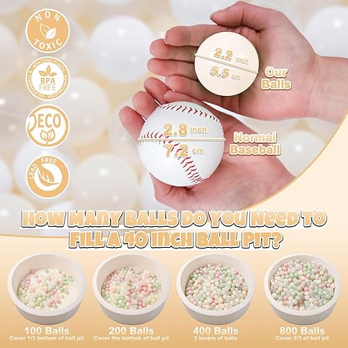 Miniatura 23 de GOGOSO 100 pelotas de juego no tóxicas para niños, suaves, a prueba de aplastamiento y sin BPA en colores divertidos para jugar en interiores