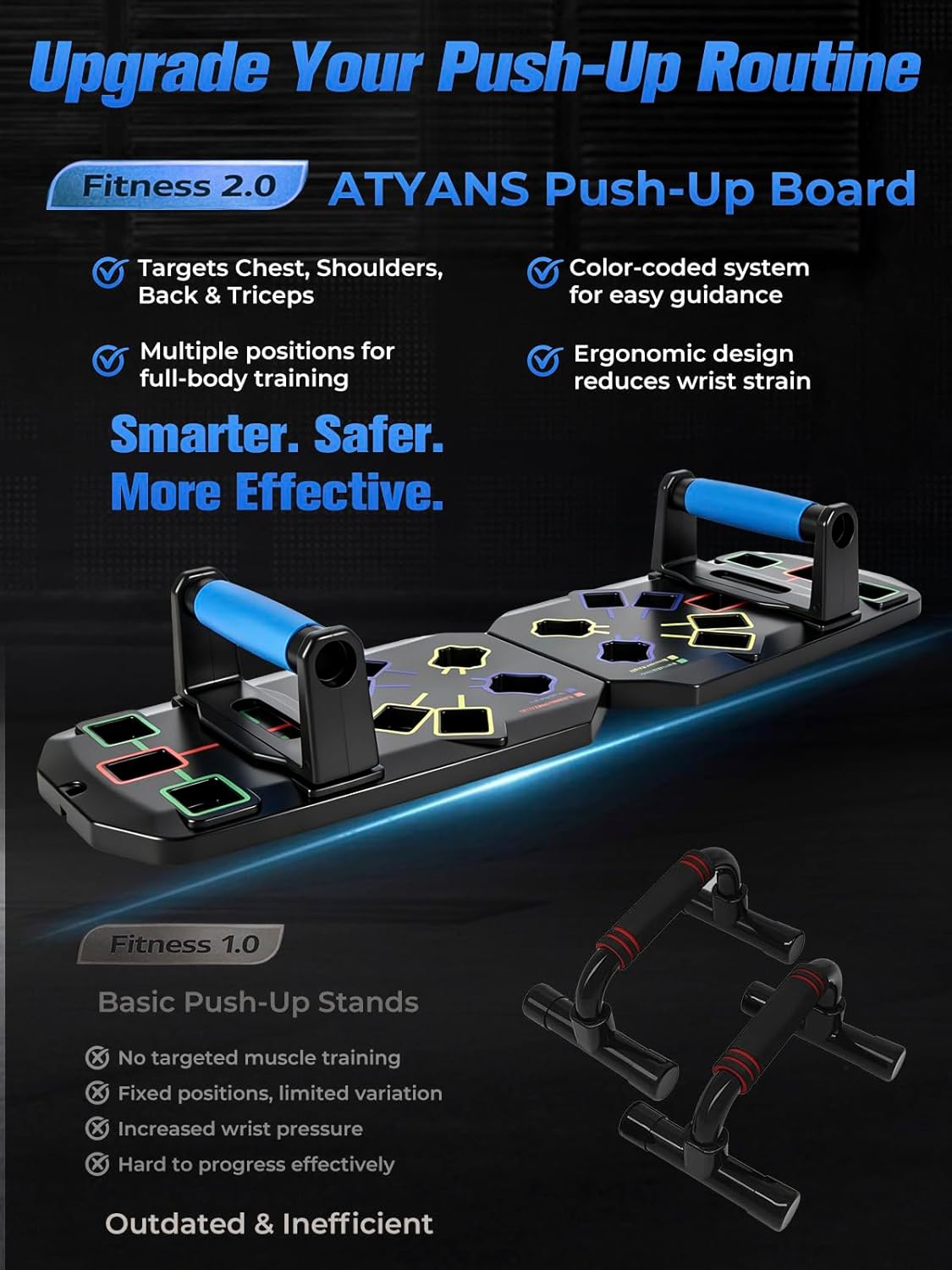 Push Up Board With Square Slots, Puzzle-Style Snap Design Workout Equipment With Handles for Home Gym Fitness Training for Men and Women