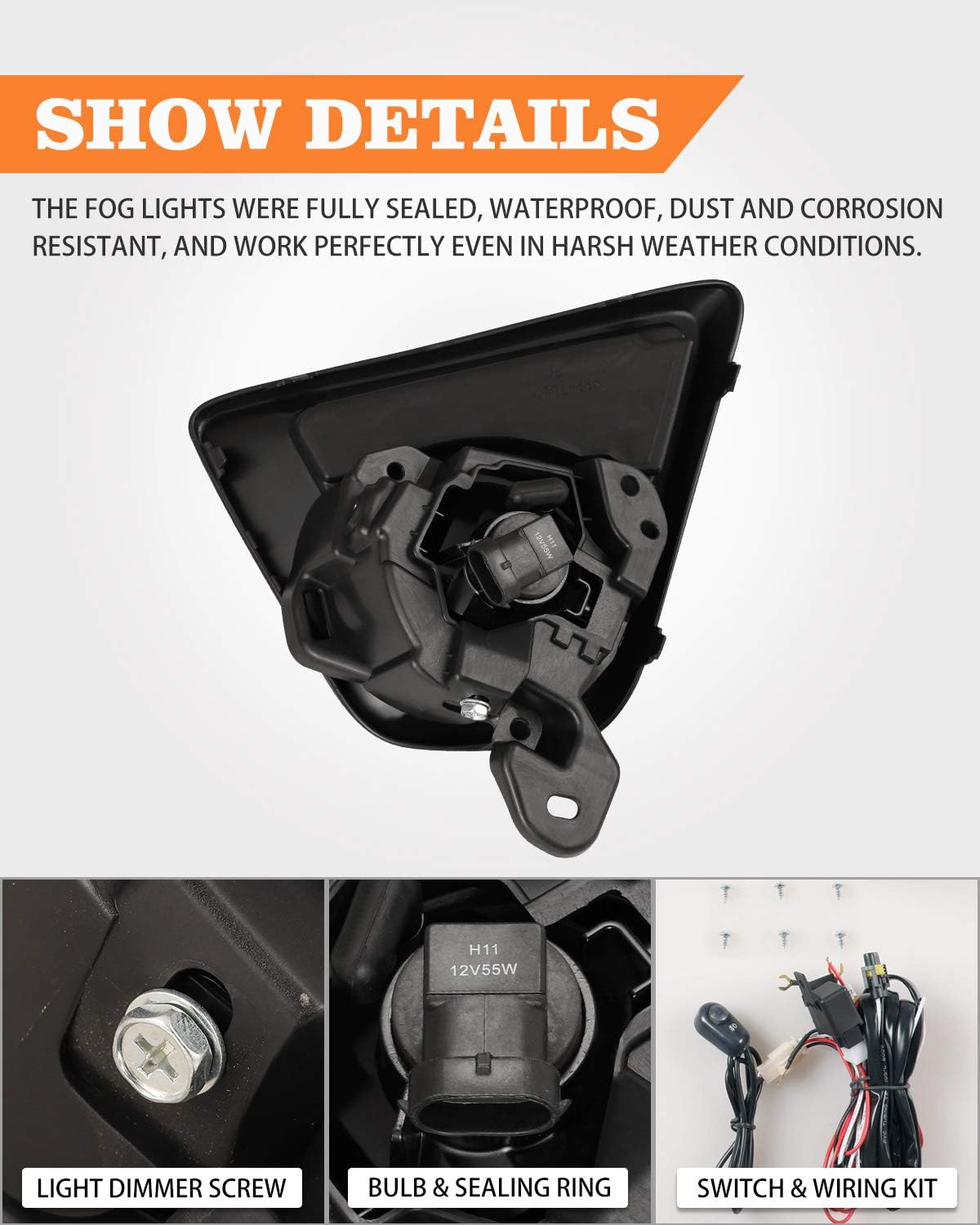AUTOWIKI Fog Light Assembly for 2013 2014 2015 Mazda CX-5 With Clear Lens 2PCS OEM Replacement with Switch and Wiring Kit