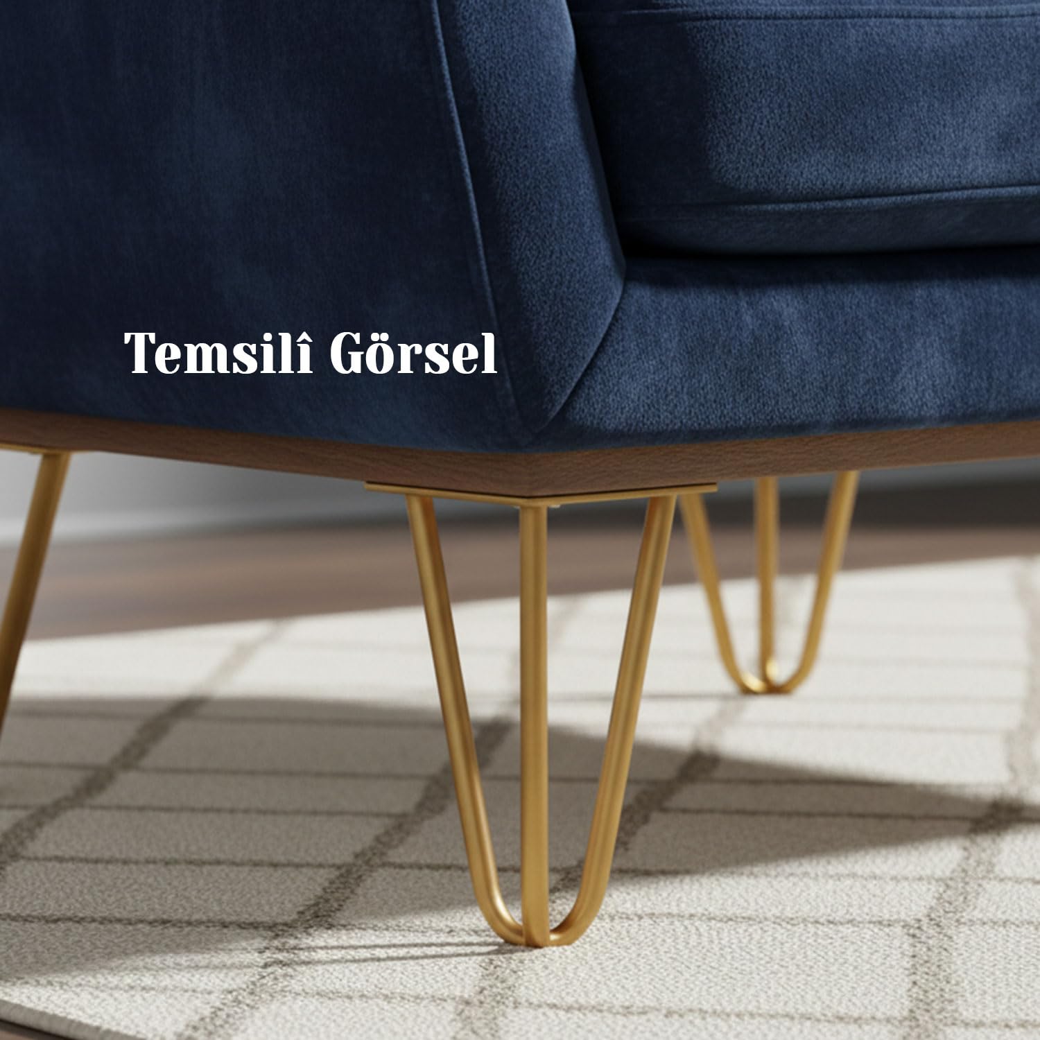 Martı 15 cm Gold Altın Metal Mobilya Ayak Ayağı Üçgen Modern Tasarım Koltuk Sehpa Masa TV Ünitesi