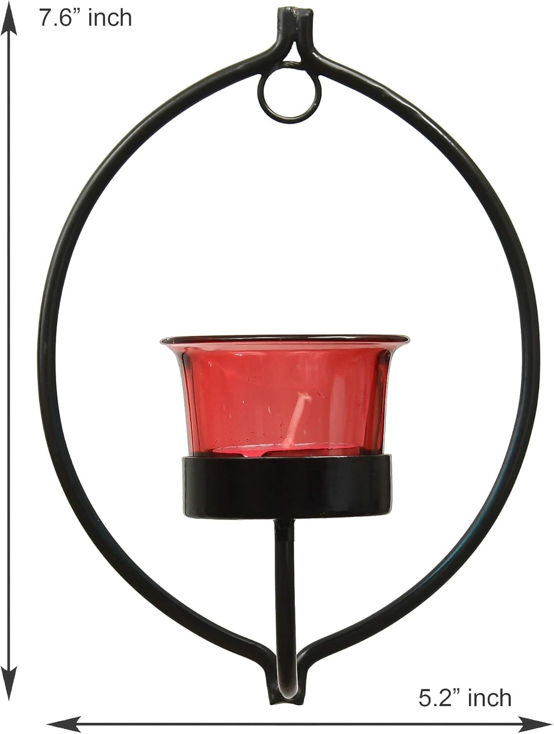 Webelkart Set of 2 Decorative Golden Eye Wall Sconce/Candle Holder with Red Glass and Free T-Light Candles