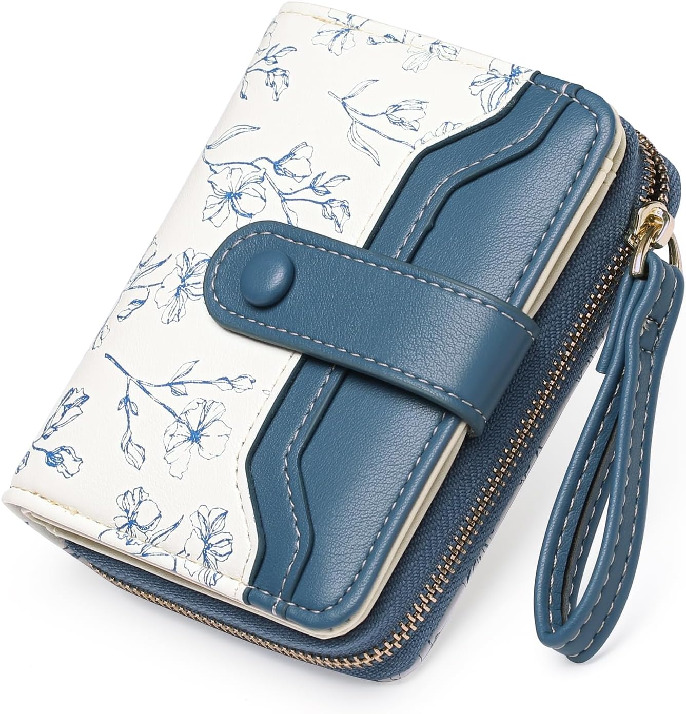 GAEKEAO Small Wallet for Women Leather RFID Blocking Bifold Zipper Pocket Credit Card Holder Purse Wallets with ID Window