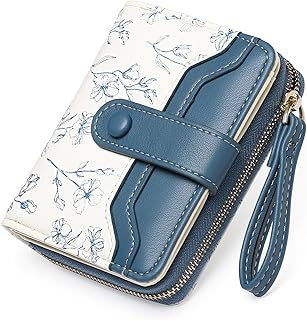 GAEKEAO Small Wallet for Women Leather RFID Blocking Bifold Zipper Pocket Credit Card Holder Purse Wallets with ID Window